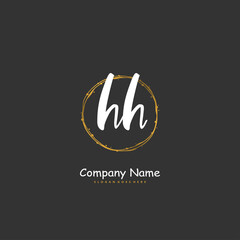 H HH Initial handwriting and signature logo design with circle. Beautiful design handwritten logo for fashion, team, wedding, luxury logo.