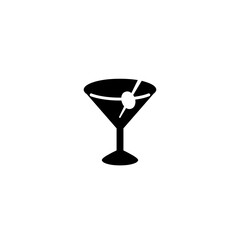 Cocktail Glass Flat Vector Icon. Isolated Cool Summer Drink Illustration