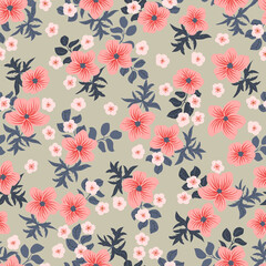 Tracery pattern in mini delicious flowers of buttercup. Trendy liberty style. Floral seamless background for textile or book covers, manufacturing, wallpapers, print, gift wrap and scrapbooking