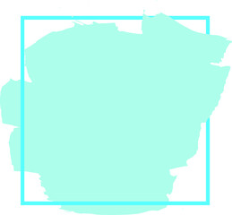 Vector decorative element with a smear of paint and a thin frame in blue