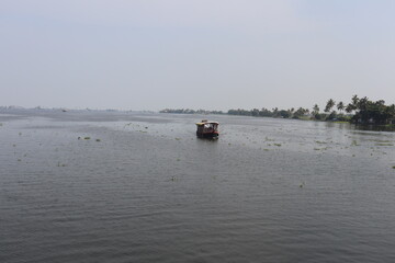 serene lakes with house boats