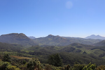 Naklejka premium Landscape of mountains standing tall