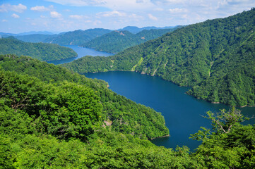 Naklejka na ściany i meble 湖と山の絶景　Lake and mountain scenery in Japan