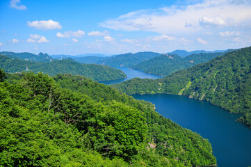 Fototapeta na wymiar 湖と山の絶景　Lake and mountain scenery in Japan