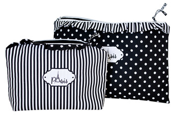 black and white parisienne cosmetic bags 