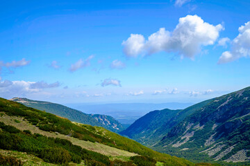 Fototapeta na wymiar Green Hills and Mountain Panorama 1