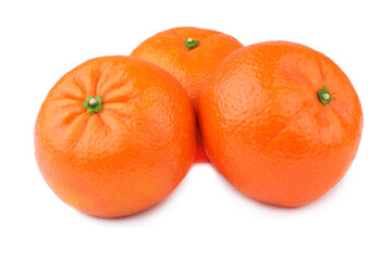 Tangerines with leaves isolated on white background
