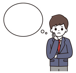 男子学生 悩み 吹き出し イラスト