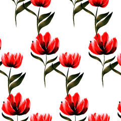 Red watercolour flowers
