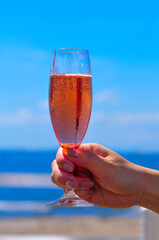 手に持つワイングラス　Beautiful wine glass to hold