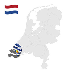 Location of  Zeeland on map Netherlands. 3d location sign similar to the flag of Zeeland. Quality map  with  provinces of  Netherlands for your design. EPS10.
