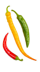 Chili pepper red green and orange isolated on white background