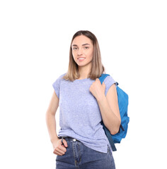 Obraz premium Beautiful girl student isolated on white background