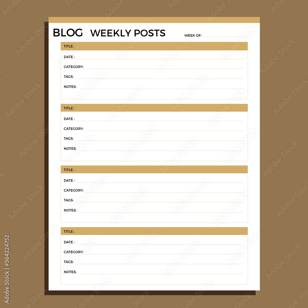 Wall mural blogweekly post planner page