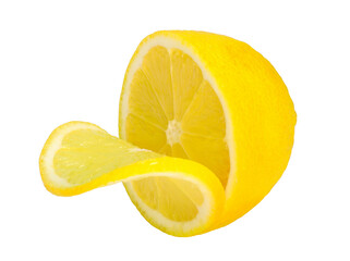 Lemon with slices isolated on white background