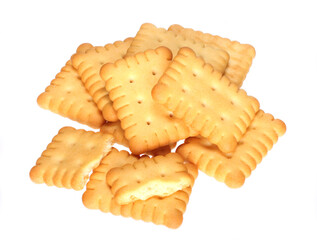 Cracker cookies isolated on white background