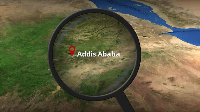 Addis ababa city found on the map, 3d rendering