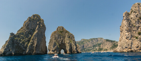 Scenery with Capri Island with Faraglioni, Italy.