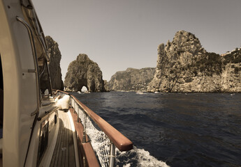 The majestic Faraglioni of capri with it's characteristic. arch, Capri, Italy.