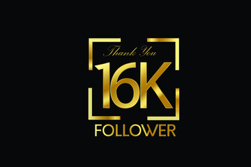 Obraz premium 16K, 16.000 Follower Thank you Luxury Black Gold Cubicle style for internet, website, social media - Vector