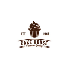 cupcake logo. Vintage retro cupcakes bakery badges and labels.