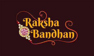 Raksha Bandhan label, badge, logo, emblem design with beautiful rakhi. Usable for greeting cards, banners, print, t-shirts, posters and banners.