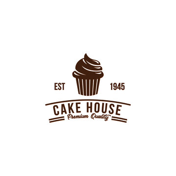 cupcake logo. Vintage retro cupcakes bakery badges and labels.