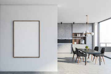 Stone kitchen with balcony and poster