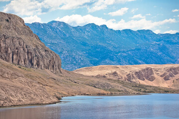 Island of Pag desert scenery near Metajna view