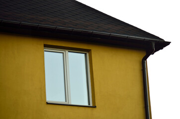 windows of a new yellow house on a white background