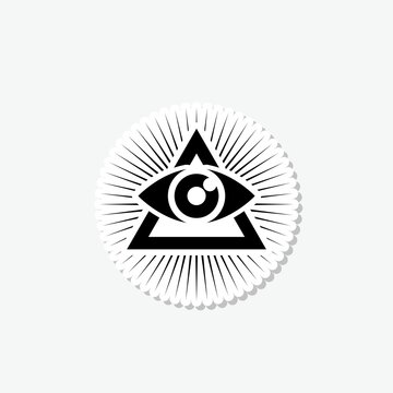 Masons symbol All-seeing eye of God sticker icon isolated on gray background
