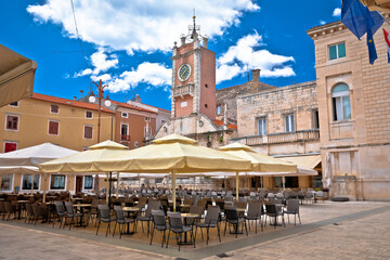Zadar. People's square in Zadar architecture and cafes view