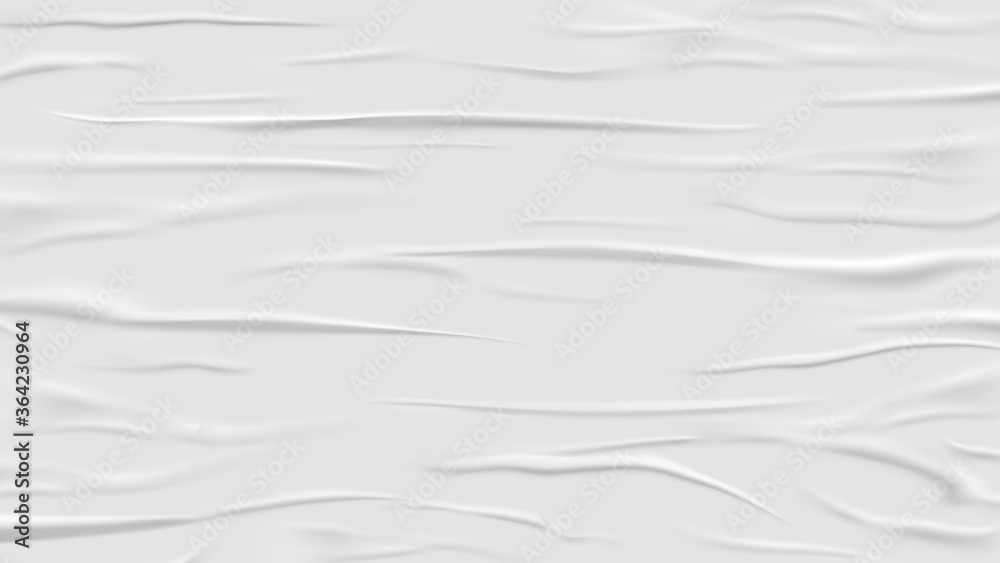 Poster white glued and wrinkled paper background. wet and crease realistic tape. crumpled and grunge surfac