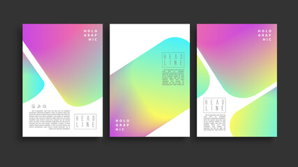 Holographic a4 cover design template set,  vector illustration 