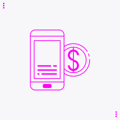 Mobile payment services, phone finances app, financial banking technology, vector line icon