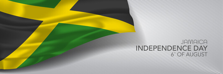 Jamaica independence day vector banner, greeting card.