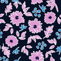 Fototapeta na wymiar Stylish hand brushed stroke of blooming flower art paint mood seamless pattern in vector EPS10 ,Design for fashion, fabric,wallpaper,wrapping ,textile and all prints