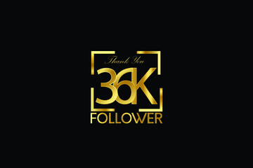 36K, 36.000 Follower Thank you Luxury Black Gold Cubicle style for internet, website, social media - Vector