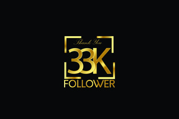 33K, 33.000 Follower Thank you Luxury Black Gold Cubicle style for internet, website, social media - Vector