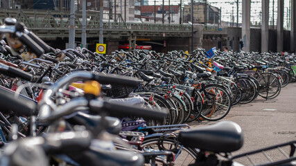 Bicycle parking in Amsterdam, Netherlands