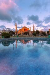 Fototapeta na wymiar Hagia Sophia at Blue Hours with Great Skyline