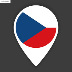 Obraz premium Czech Republic marker icon with shadow on white background. Czech Republic pin icon isolated on white background. 