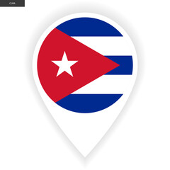 Cuba marker icon with shadow on white background. Cuba pin icon isolated on white background.