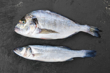 Fresh seabass and seabream fish