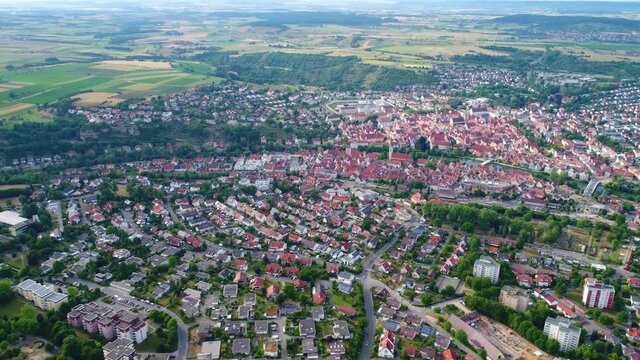 Aerial view Rottenburg am Neckar, Germany.