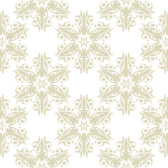 Floral seamless pattern. White and olive green background
