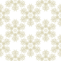 Floral seamless pattern. White and olive green background