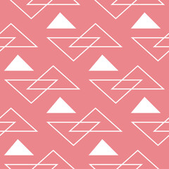 Geometric print. White pattern on pink seamless background - 364238105