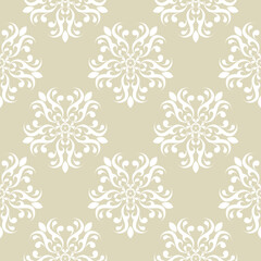 Fototapeta na wymiar Floral seamless background. White design on olive green