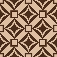 Behang Bruin Geometrische vierkante naadloze patroon. Beige en bruine achtergrond